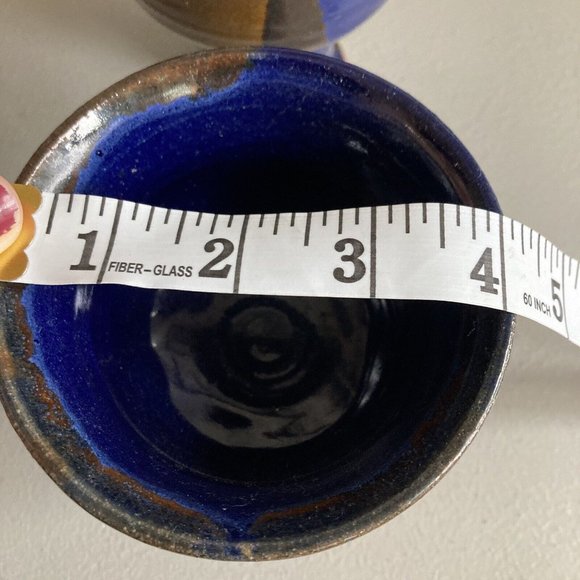 Studio Stoneware Wine Goblets lot of 4 Art Pottery Chunky Foot Chalice Rustic H… - Picture 9 of 11